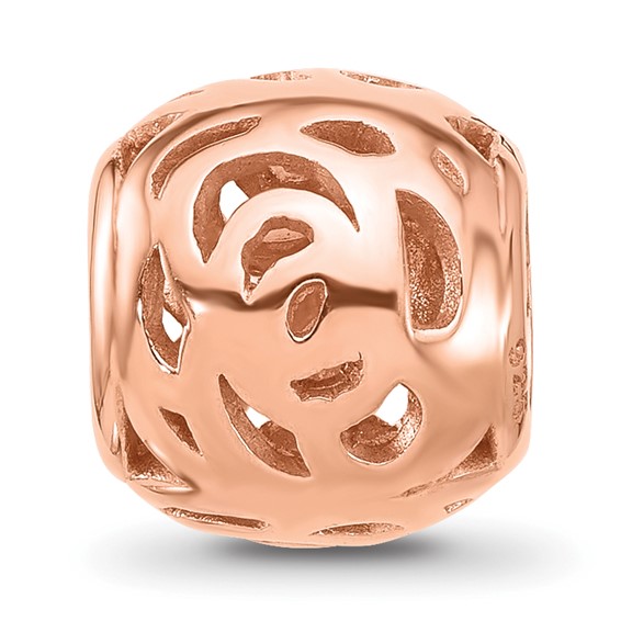 Sterling Silver Reflections Rose Gold-plated Floral Bead