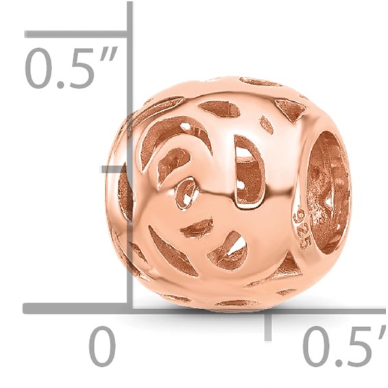 Sterling Silver Reflections Rose Gold-plated Floral Bead