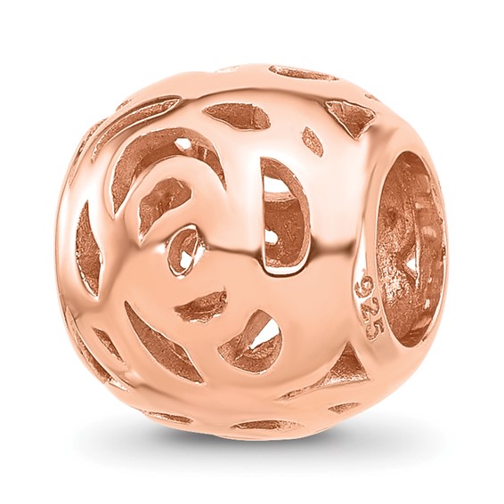 Sterling Silver Reflections Rose Gold-plated Floral Bead