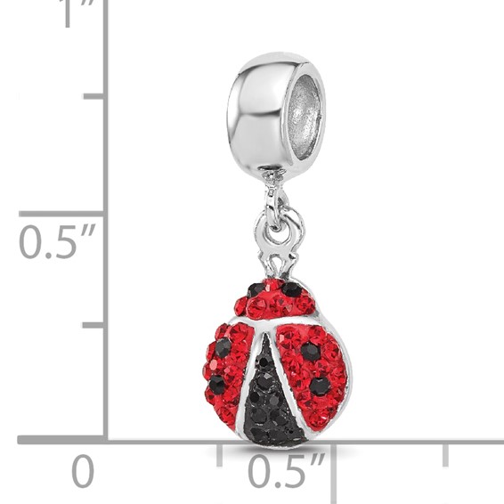 Sterling Silver Reflections Rhodium-plated Lady Bug Preciosa Crystal Bead