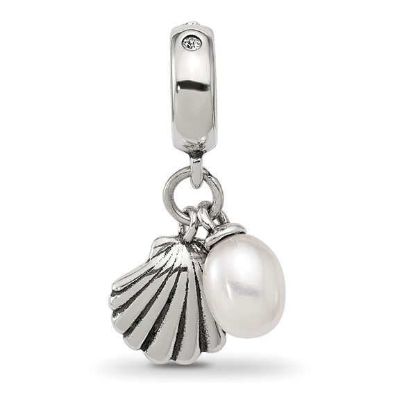 Sterling Silver Reflections Shell & Freshwater Pearl Dangle Bead