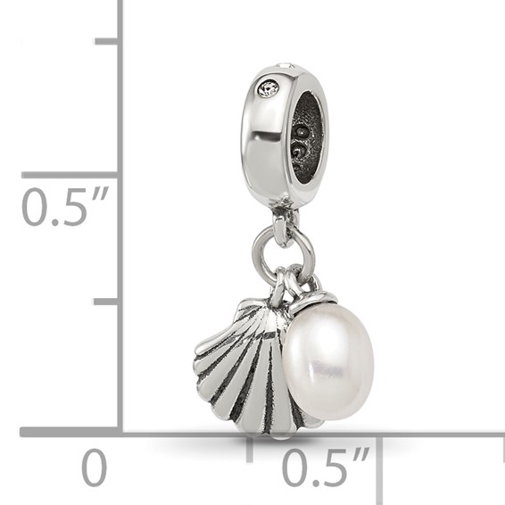 Sterling Silver Reflections Shell & Freshwater Pearl Dangle Bead
