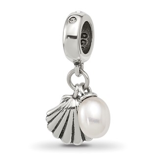 Sterling Silver Reflections Shell & Freshwater Pearl Dangle Bead