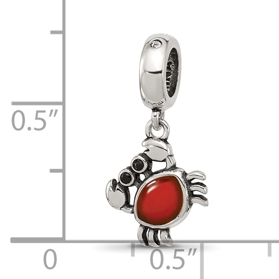 Sterling Silver Reflections Crystal and Enamel Crab Dangle Bead
