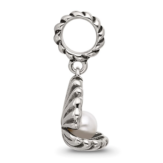 Sterling Silver Reflections Shell With Imitation Pearl Dangle Bead