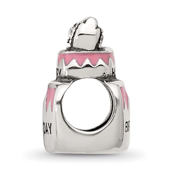 Sterling Silver Reflections Crystal & Enamel Pink Birthday Cake Bead