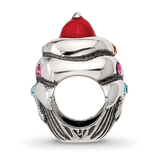 Sterling Silver Reflections Crystal & Enamel Red Cherry Cupcake Bead