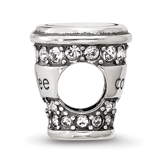 Sterling Silver Reflections Crystal To-Go Coffee Cup Bead