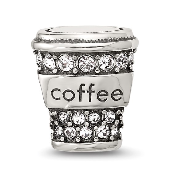 Sterling Silver Reflections Crystal To-Go Coffee Cup Bead