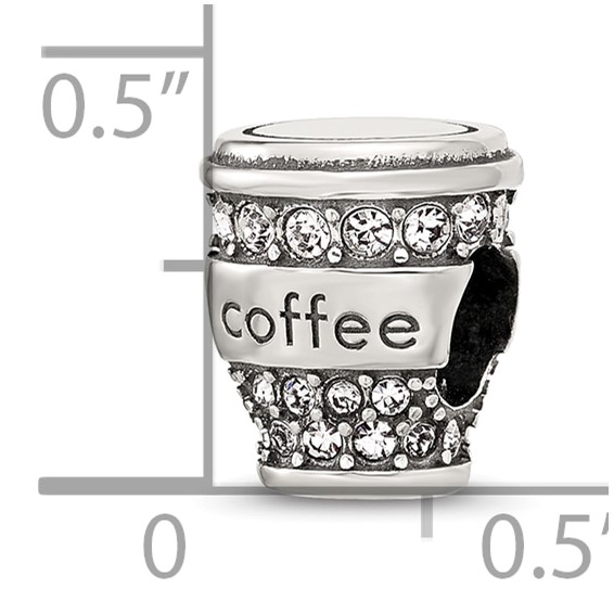 Sterling Silver Reflections Crystal To-Go Coffee Cup Bead