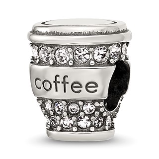 Sterling Silver Reflections Crystal To-Go Coffee Cup Bead