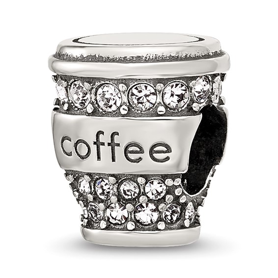 Sterling Silver Reflections Crystal To-Go Coffee Cup Bead