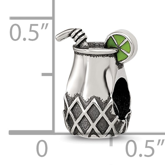 Sterling Silver Reflections Enamel Lime In Fancy Drink Bead
