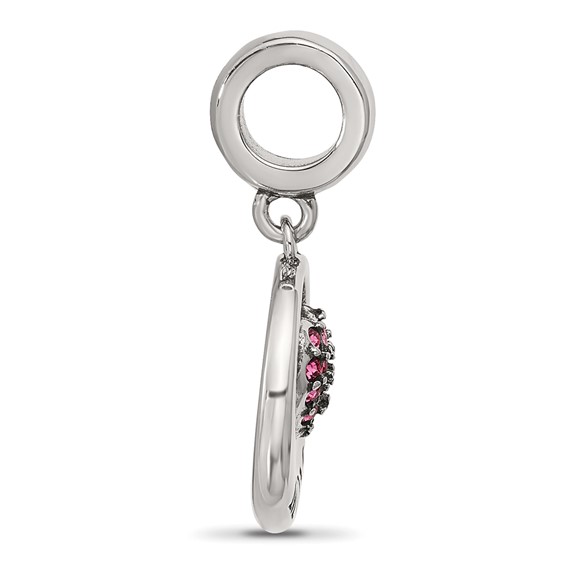 Sterling Silver Reflections Enameled MOM & Pink Crystal Heart Bead