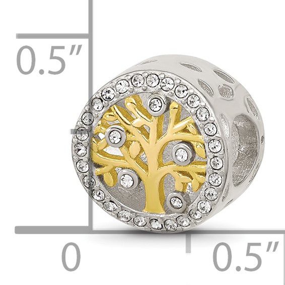 Sterling Silver Reflections Crystal & Gold-tone Family Tree Bead