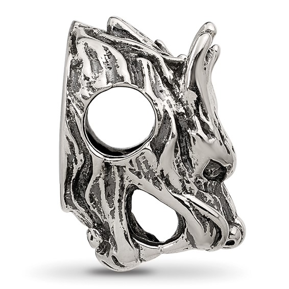 Sterling Silver Textured Dragon Head Bead