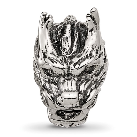 Sterling Silver Textured Dragon Head Bead