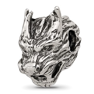 Sterling Silver Textured Dragon Head Bead