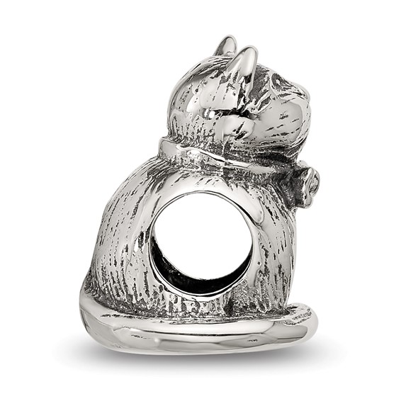 Sterling Silver Textured Sitting Cat Bead