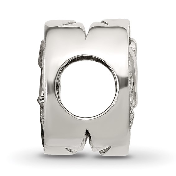 Sterling Silver Polished CZ Blue Enamel Elephant With Stars Bead