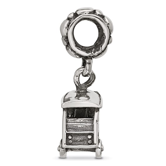 Sterling Silver Polished 3 Wheel Cab Dangle Bead