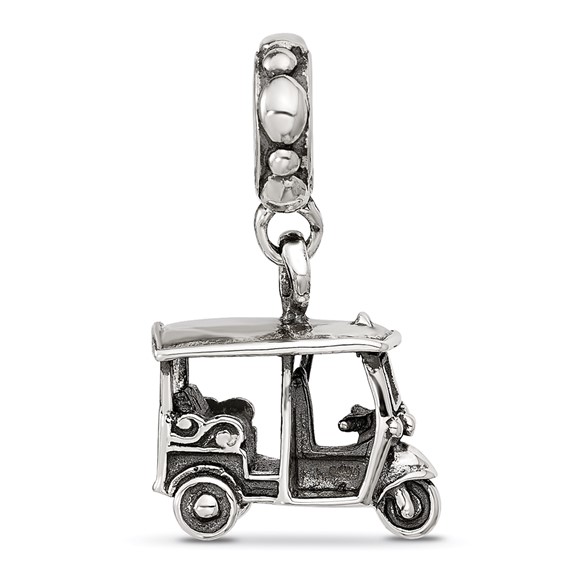Sterling Silver Polished 3 Wheel Cab Dangle Bead