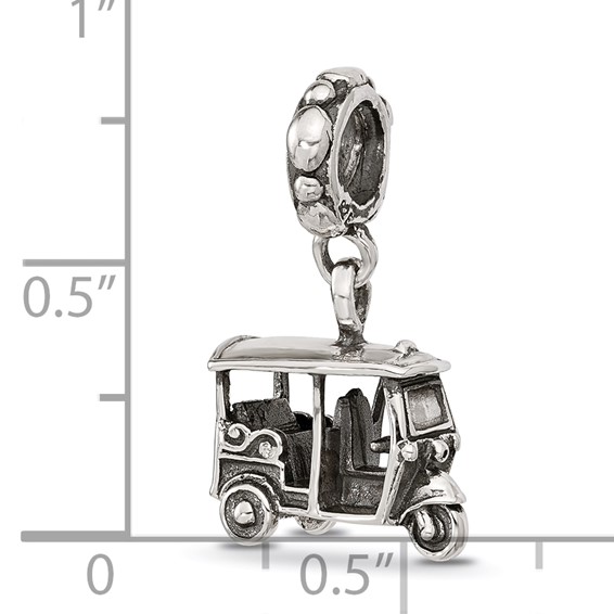 Sterling Silver Polished 3 Wheel Cab Dangle Bead