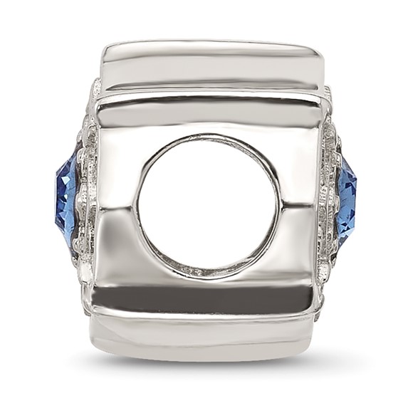 Sterling Silver Brushed And Polished Blue Bead