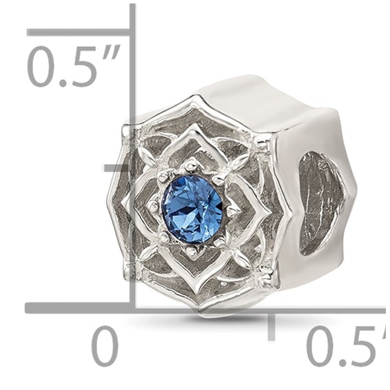 Sterling Silver Brushed And Polished Blue Bead