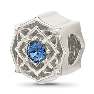 Sterling Silver Brushed And Polished Blue Bead