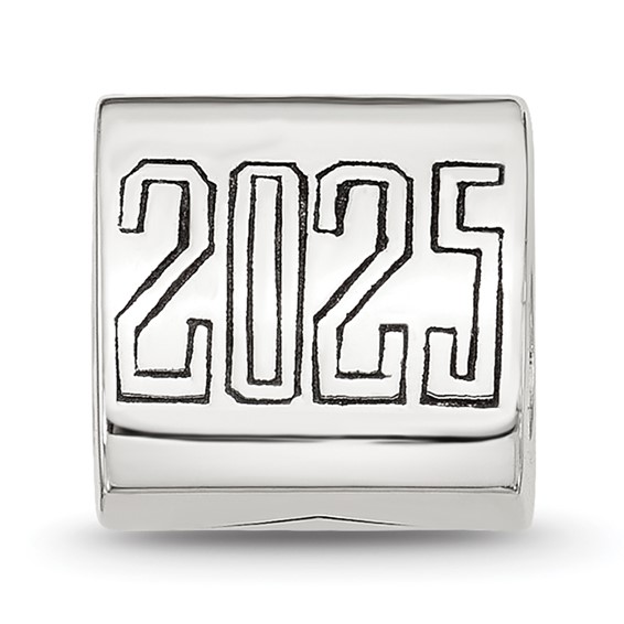Sterling Silver Polished 2025 Graduation Bead