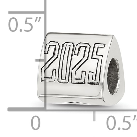 Sterling Silver Polished 2025 Graduation Bead