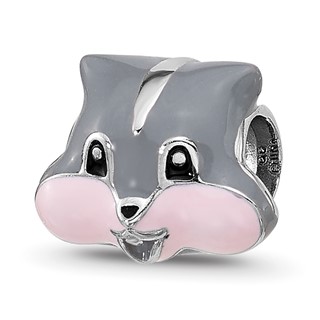Sterling Silver Reflections Kids Enamel Grey Squirrel Face Bead