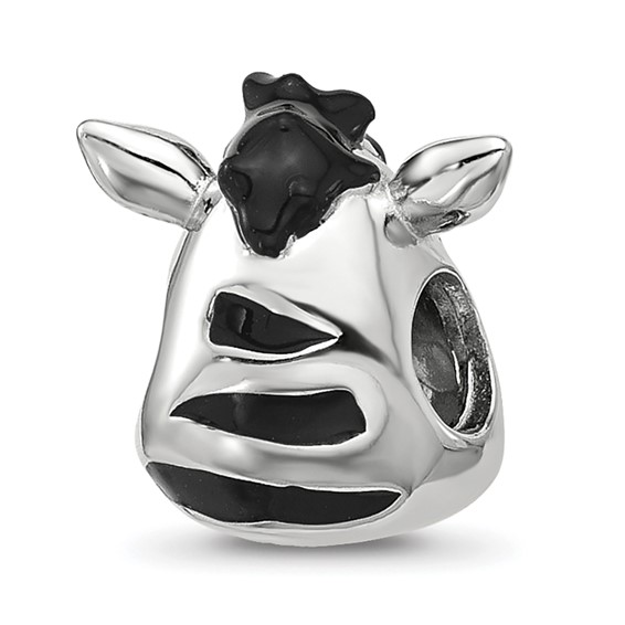 Sterling Silver Reflections Kids Enamel Zebra Face Bead
