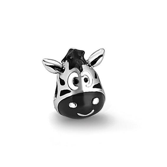 Sterling Silver Reflections Kids Enamel Zebra Face Bead