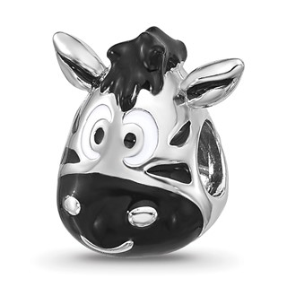 Sterling Silver Reflections Kids Enamel Zebra Face Bead