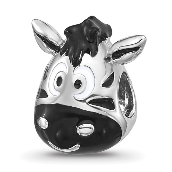 Sterling Silver Reflections Kids Enamel Zebra Face Bead