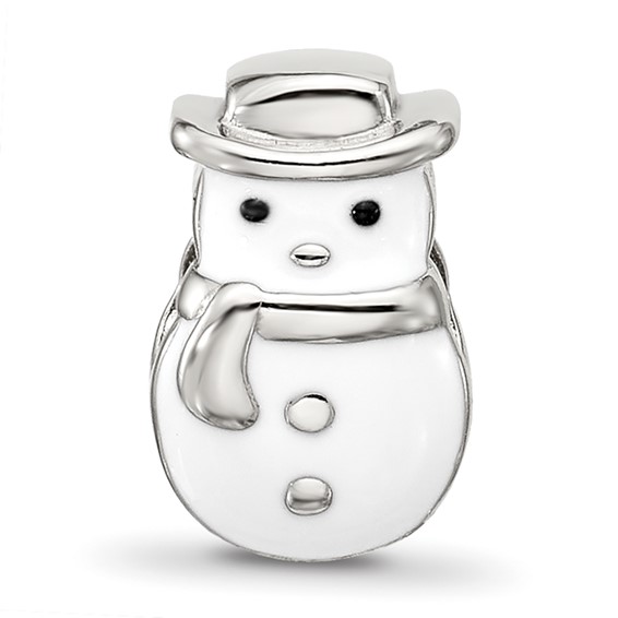 Sterling Silver Reflections Kids Enamel Snowman With Hat Bead