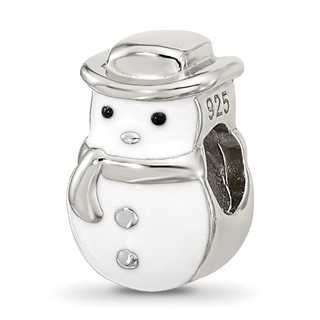 Sterling Silver Reflections Kids Enamel Snowman With Hat Bead