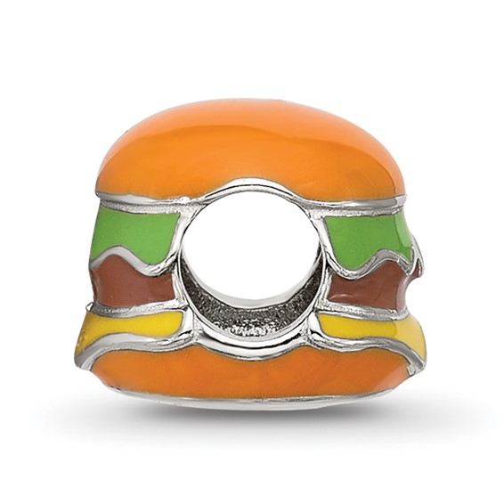 Sterling Silver Reflections Kids Enamel Cheese Burger Bead