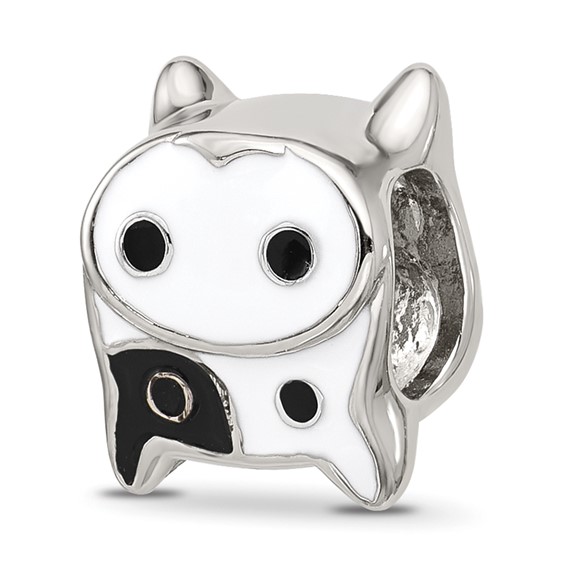 Sterlnig Silver Reflections Enamel Cow Face Bead