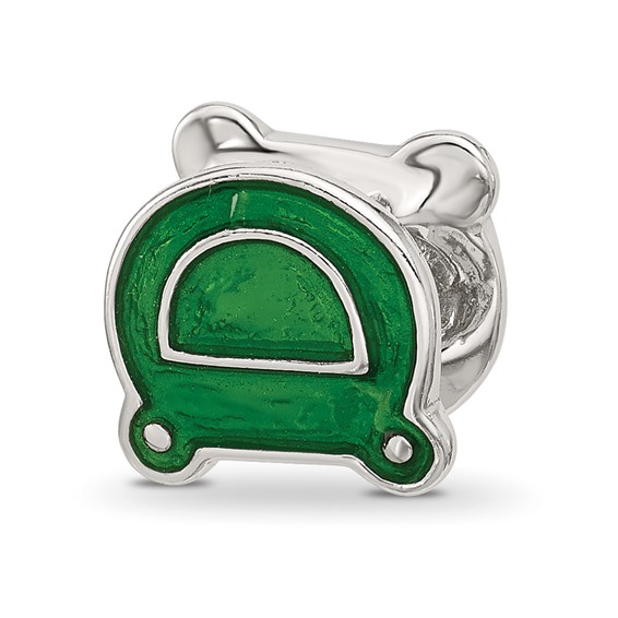 Sterling Silver Reflections Enamel Frog With Crystal Bead