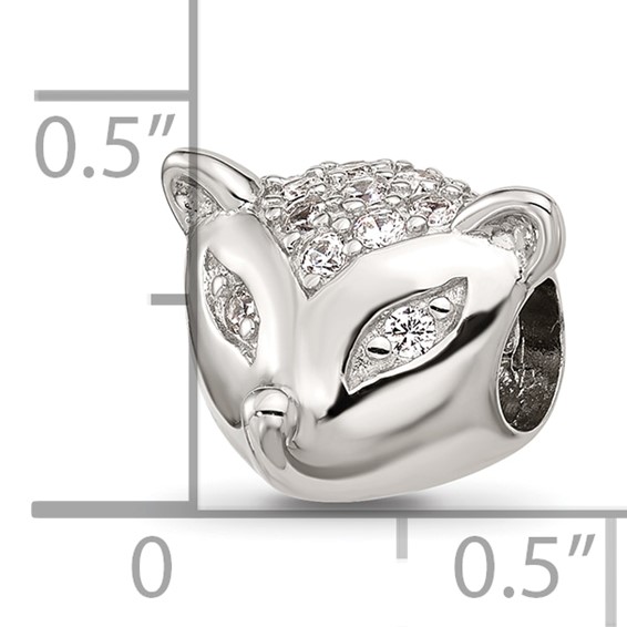 Sterling Silver Reflections CZ Fox Face Bead