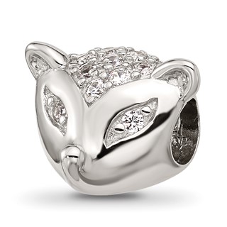 Sterling Silver Reflections CZ Fox Face Bead