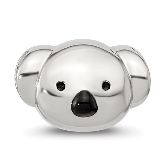 Sterling Silver Reflections Enamel Koala Bear Face Bead
