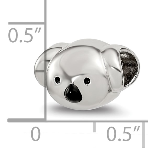 Sterling Silver Reflections Enamel Koala Bear Face Bead