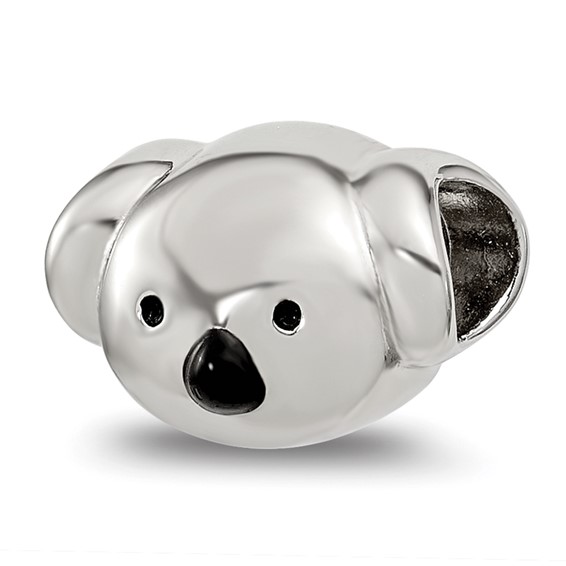 Sterling Silver Reflections Enamel Koala Bear Face Bead