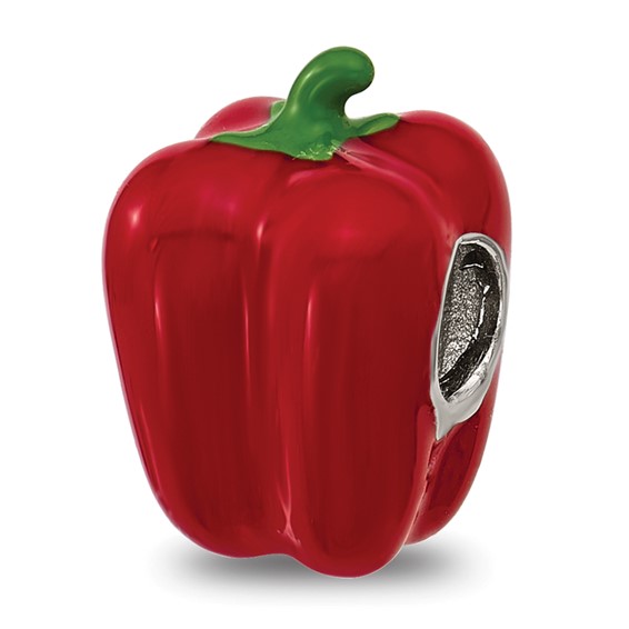 Sterling Silver Reflections Enamel Red Bell Pepper Bead