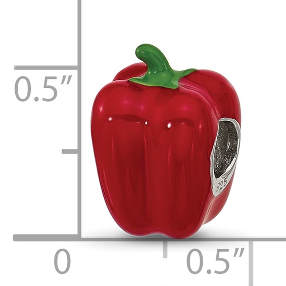 Sterling Silver Reflections Enamel Red Bell Pepper Bead