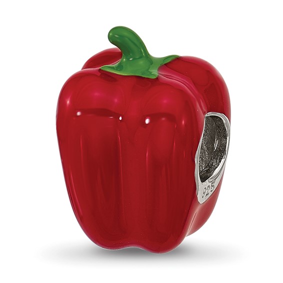 Sterling Silver Reflections Enamel Red Bell Pepper Bead